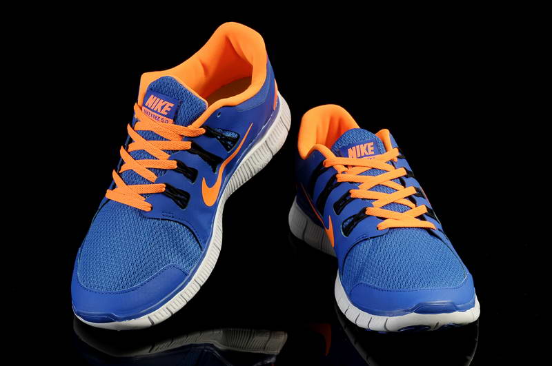 Nike Free Run 5.0 V2 Mens Running Shoes New Breathable Blue Orange (5)